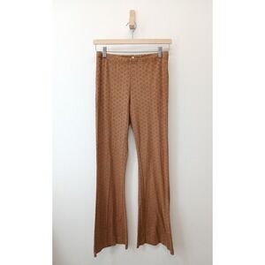 En Crème Faux Suede Flare Pants Women Small Brown Boho Bell Bottoms